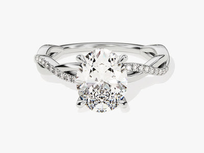 2.0CT Oval Diamond Twisted Pave Setting Moissanite Engagement Ring