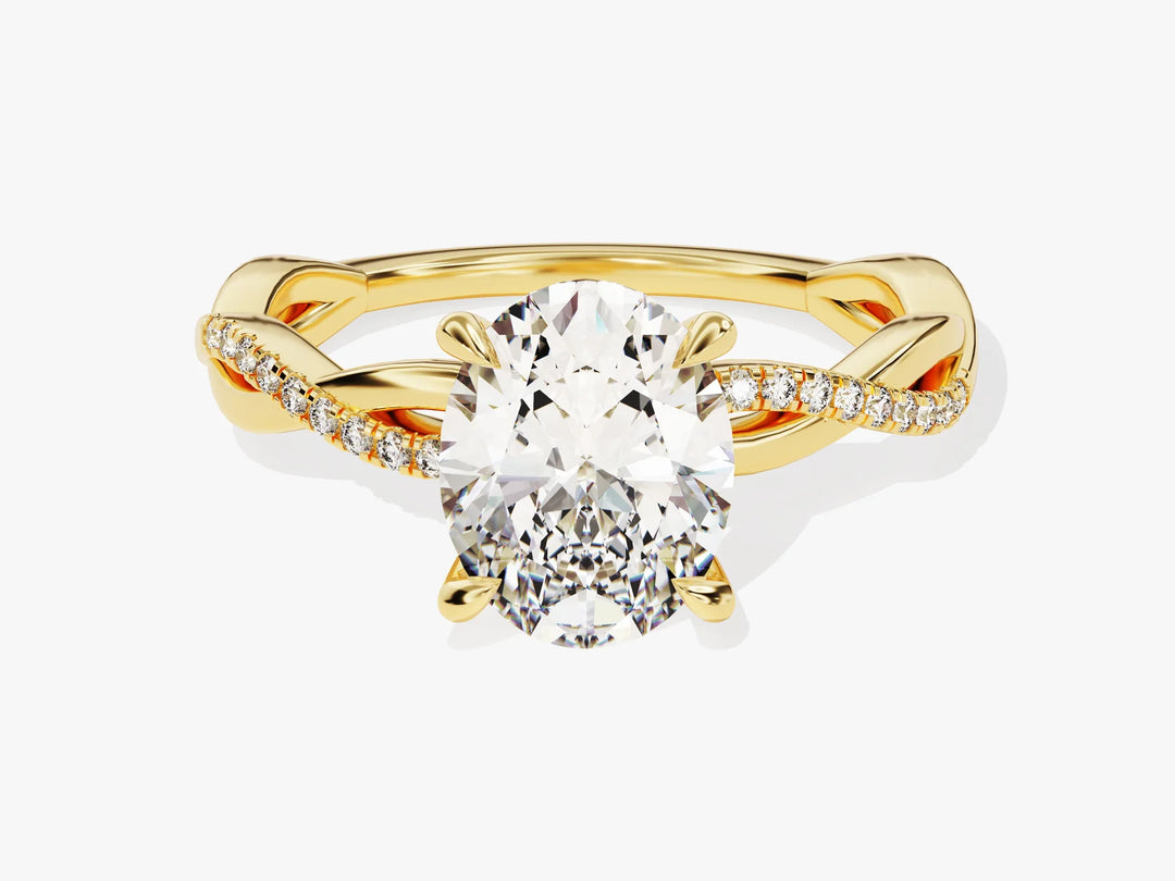 2.0CT Oval Diamond Twisted Pave Setting Moissanite Engagement Ring