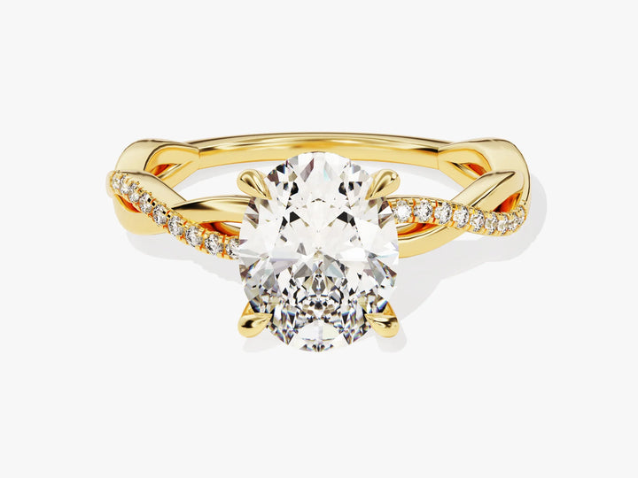 2.0CT Oval Diamond Twisted Pave Setting Moissanite Engagement Ring