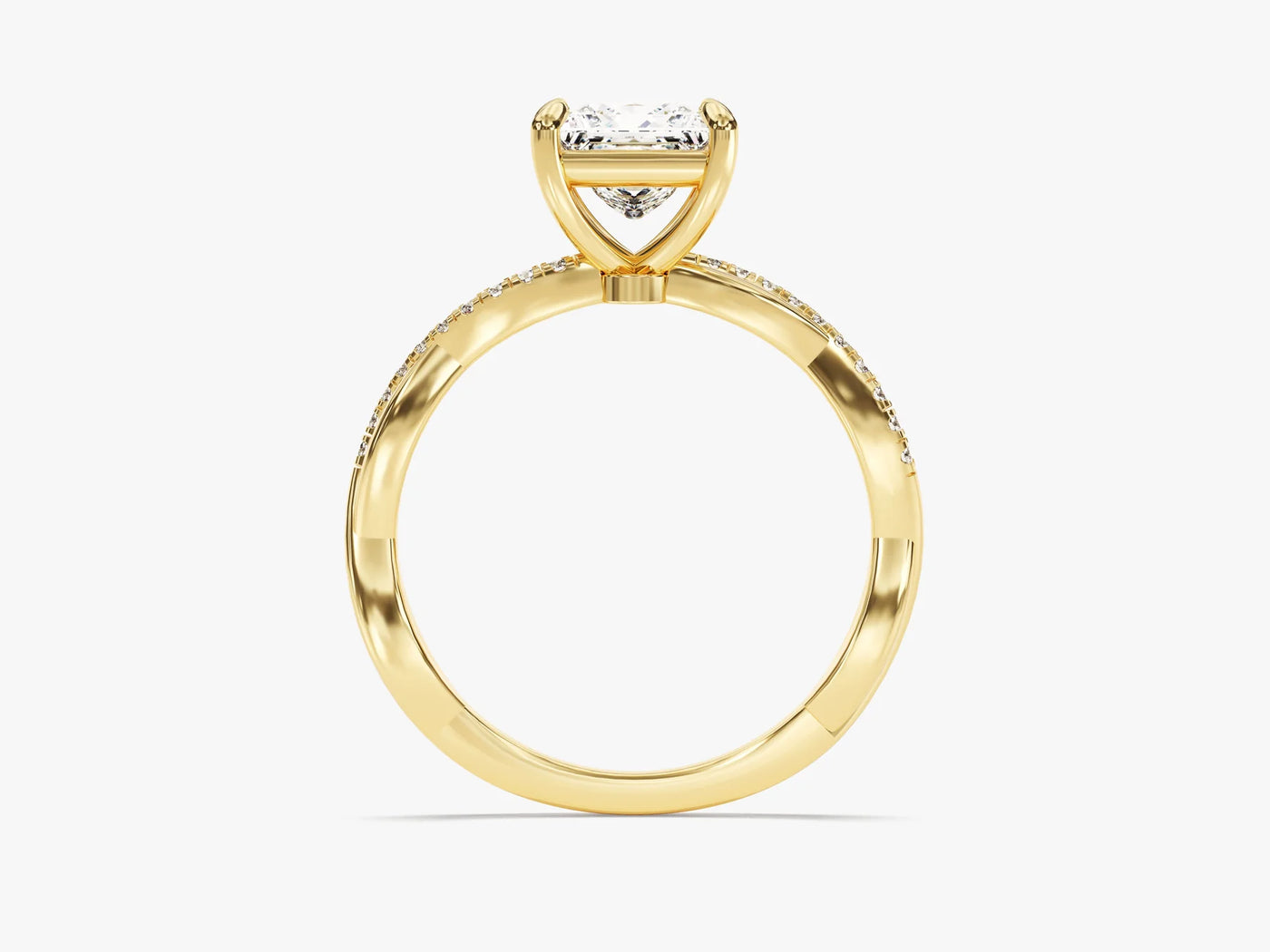 1.0CT Princess Diamond Twisted Pave Setting Moissanite Engagement Ring