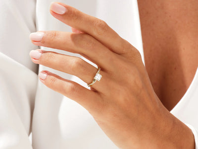 1.0CT Princess Diamond Twisted Pave Setting Moissanite Engagement Ring