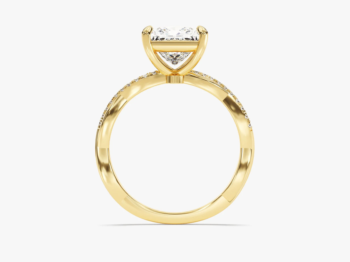 1.50CT Princess Diamond Twisted Pave Setting Moissanite Engagement Ring