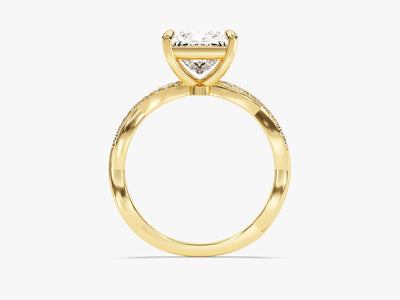 1.50CT Princess Diamond Twisted Pave Setting Moissanite Engagement Ring