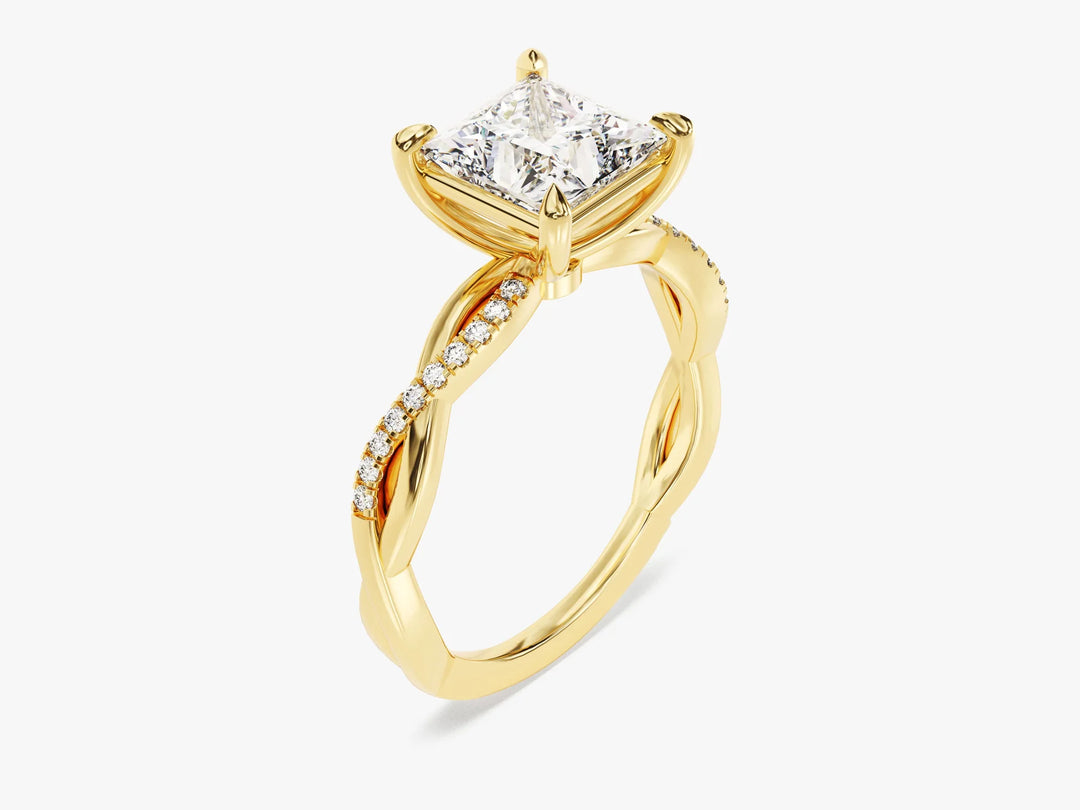 1.50CT Princess Diamond Twisted Pave Setting Moissanite Engagement Ring