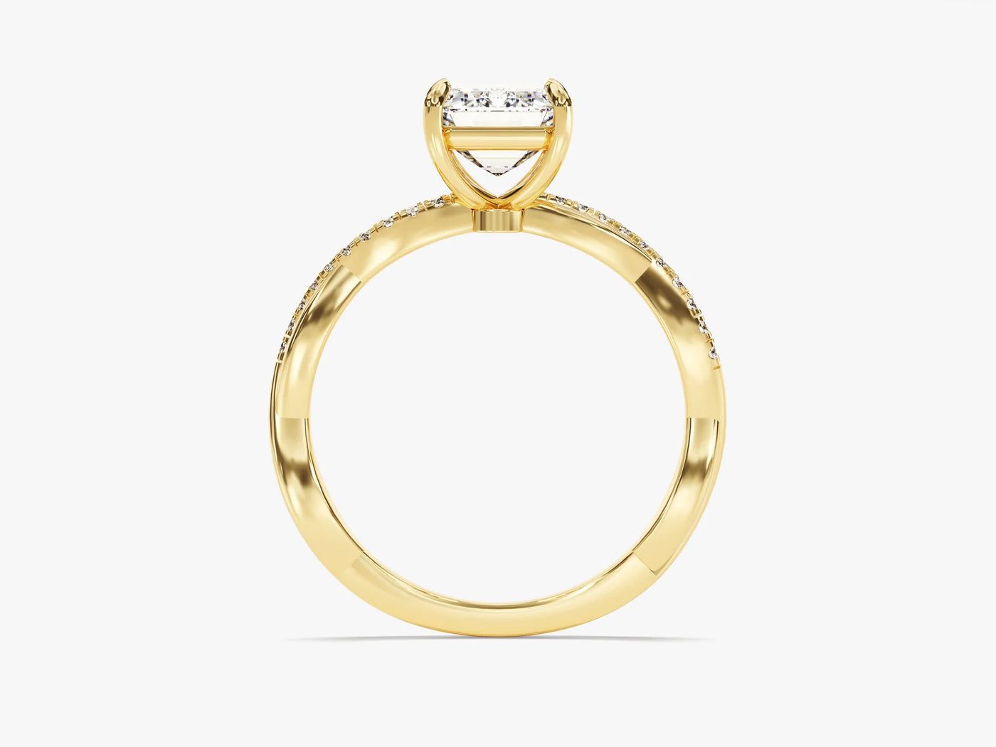 1.50CT Emerald Diamond Twisted Pave Setting Moissanite Engagement Ring