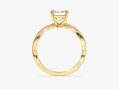 1.50CT Emerald Diamond Twisted Pave Setting Moissanite Engagement Ring