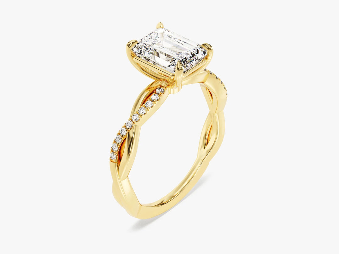 1.50CT Emerald Diamond Twisted Pave Setting Moissanite Engagement Ring