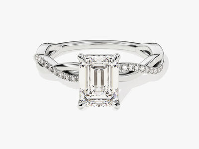 1.50CT Emerald Diamond Twisted Pave Setting Moissanite Engagement Ring