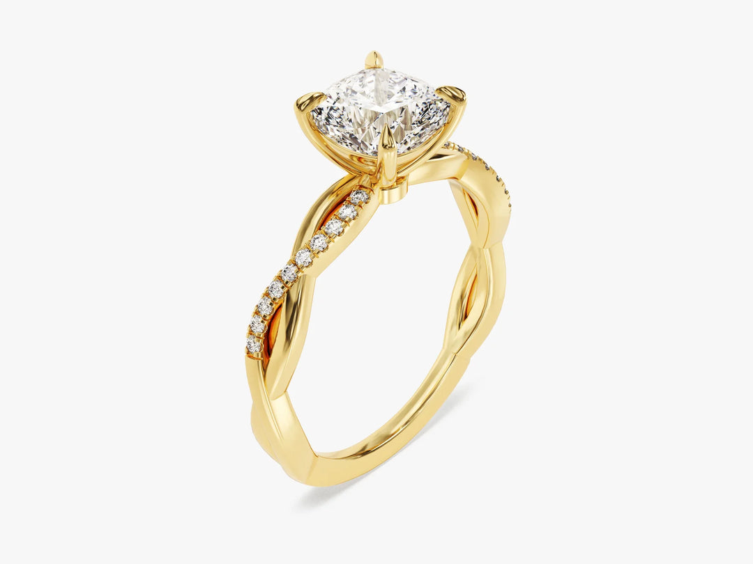 1.50CT Cushion Diamond Twisted Pave Setting Moissanite Engagement Ring