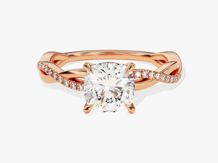 1.50CT Cushion Diamond Twisted Pave Setting Moissanite Engagement Ring