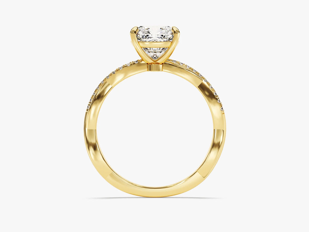 2.0CT Cushion Diamond Twisted Pave Setting Moissanite Engagement Ring