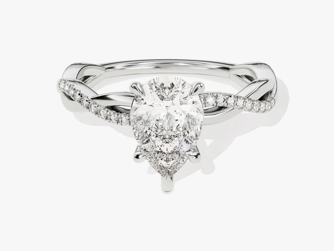 1.50CT Pear Diamond Twisted Pave Setting Moissanite Engagement Ring