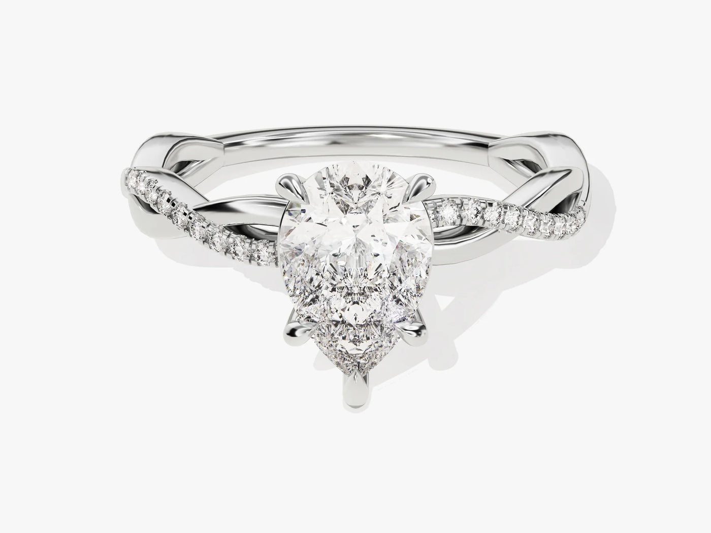 1.50CT Pear Diamond Twisted Pave Setting Moissanite Engagement Ring