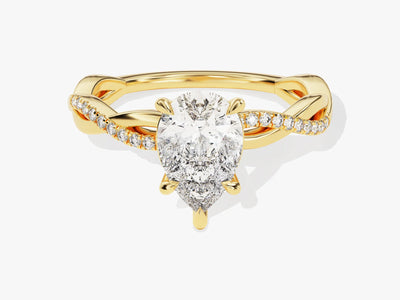 1.50CT Pear Diamond Twisted Pave Setting Moissanite Engagement Ring