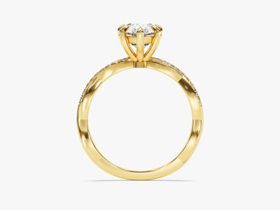 2.0CT Pear Diamond Twisted Pave Setting Moissanite Engagement Ring