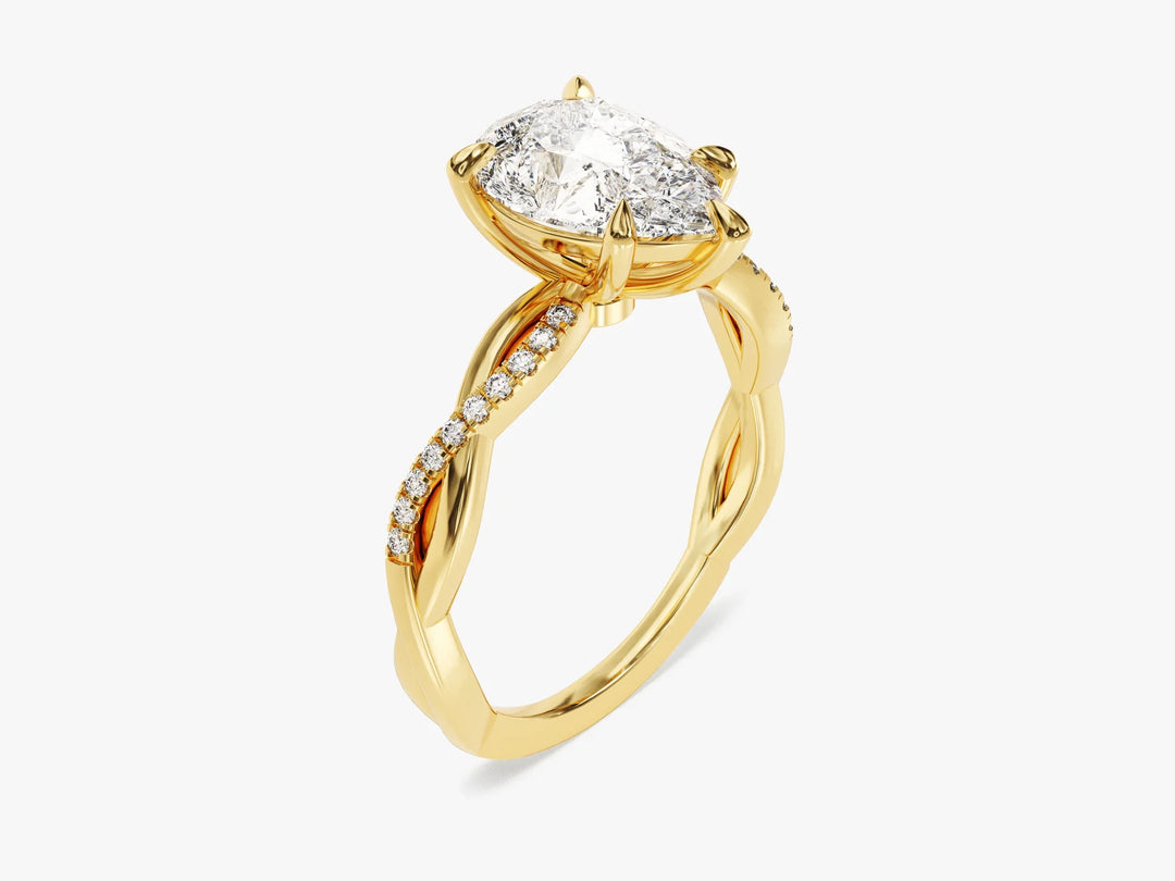 2.0CT Pear Diamond Twisted Pave Setting Moissanite Engagement Ring