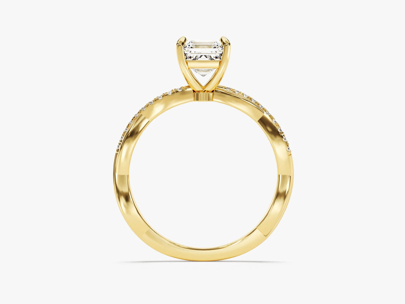 1.0CT Asscher Diamond Twisted Pave Setting Moissanite Engagement Ring