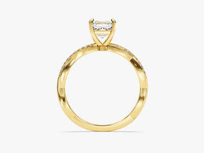 1.0CT Asscher Diamond Twisted Pave Setting Moissanite Engagement Ring