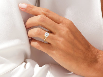 1.0CT Asscher Diamond Twisted Pave Setting Moissanite Engagement Ring