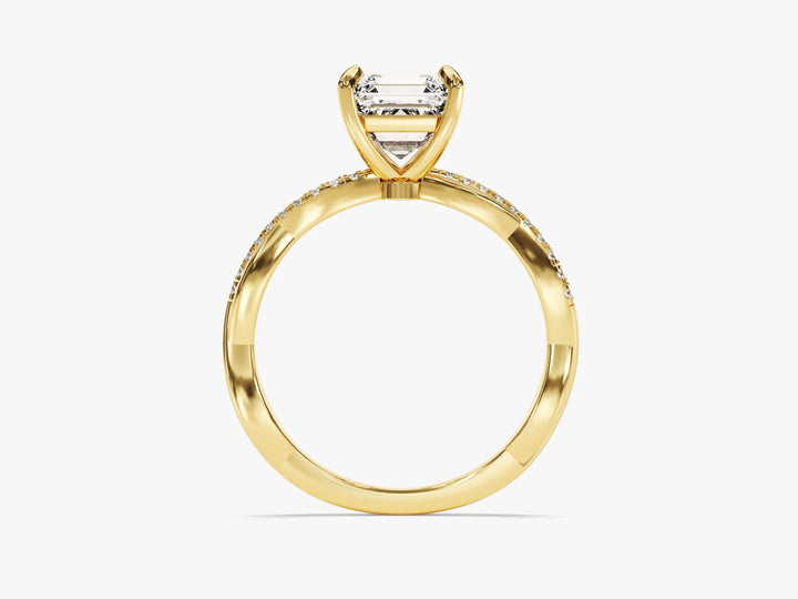 1.50CT Asscher Diamond Twisted Pave Setting Moissanite Engagement Ring