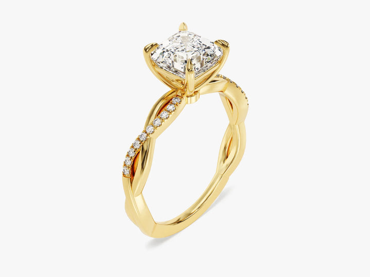 1.50CT Asscher Diamond Twisted Pave Setting Moissanite Engagement Ring
