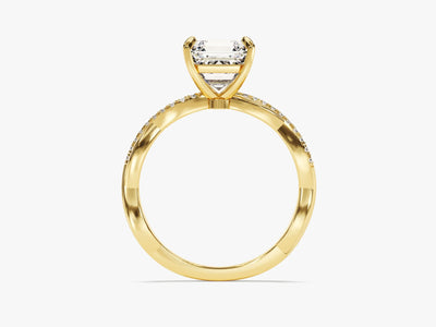 2.0CT Asscher Diamond Twisted Pave Setting Moissanite Engagement Ring