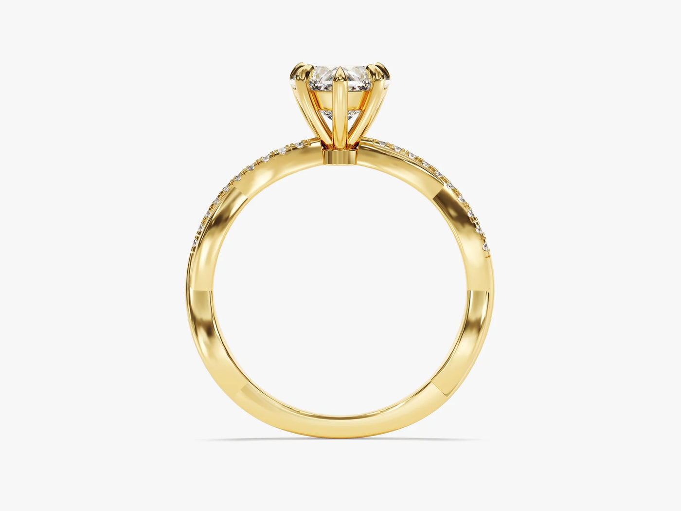 1.0CT Heart Diamond Twisted Pave Setting Moissanite Engagement Ring