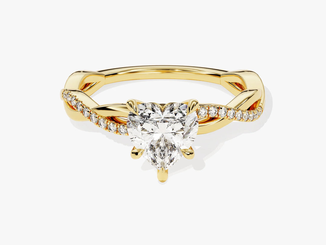 1.0CT Heart Diamond Twisted Pave Setting Moissanite Engagement Ring