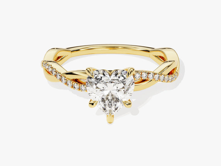 1.0CT Heart Diamond Twisted Pave Setting Moissanite Engagement Ring