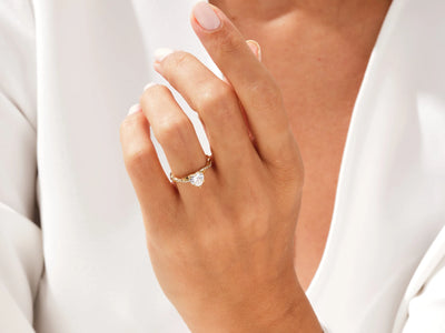 1.0CT Heart Diamond Twisted Pave Setting Moissanite Engagement Ring