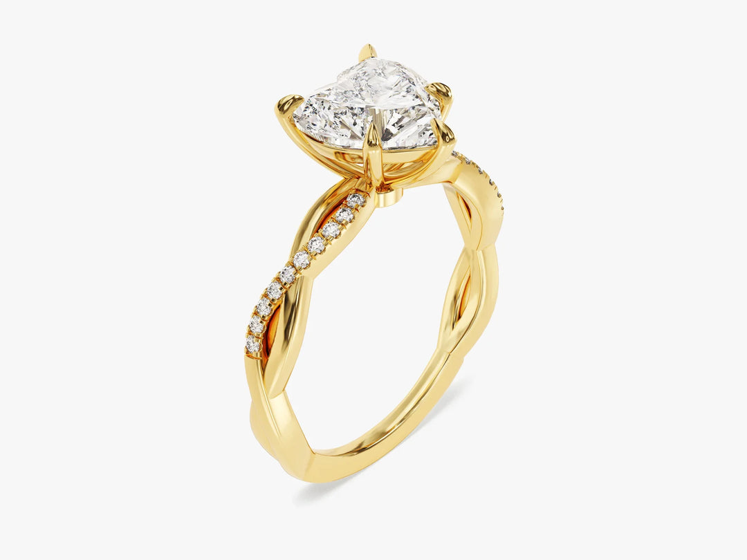 2.0CT Heart Diamond Twisted Pave Setting Moissanite Engagement Ring