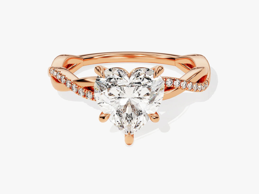2.0CT Heart Diamond Twisted Pave Setting Moissanite Engagement Ring