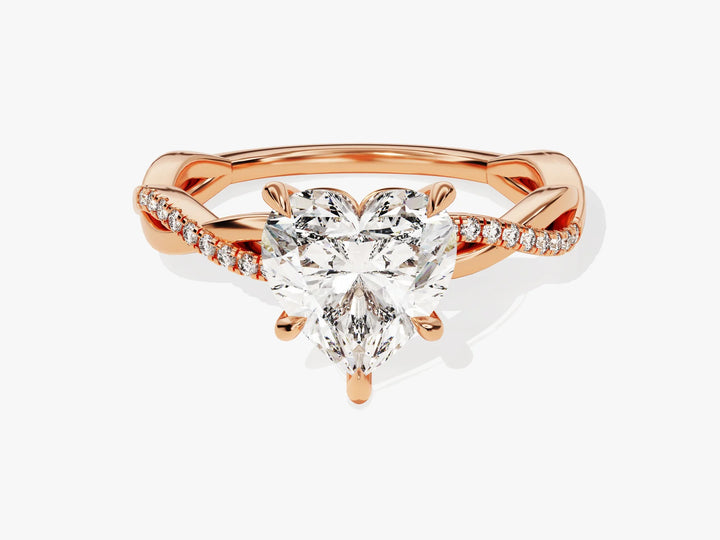 2.0CT Heart Diamond Twisted Pave Setting Moissanite Engagement Ring
