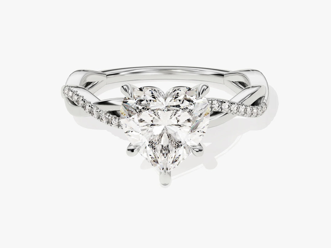 2.0CT Heart Diamond Twisted Pave Setting Moissanite Engagement Ring