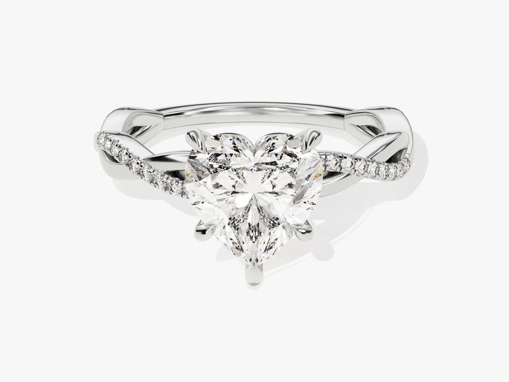 2.0CT Heart Diamond Twisted Pave Setting Moissanite Engagement Ring