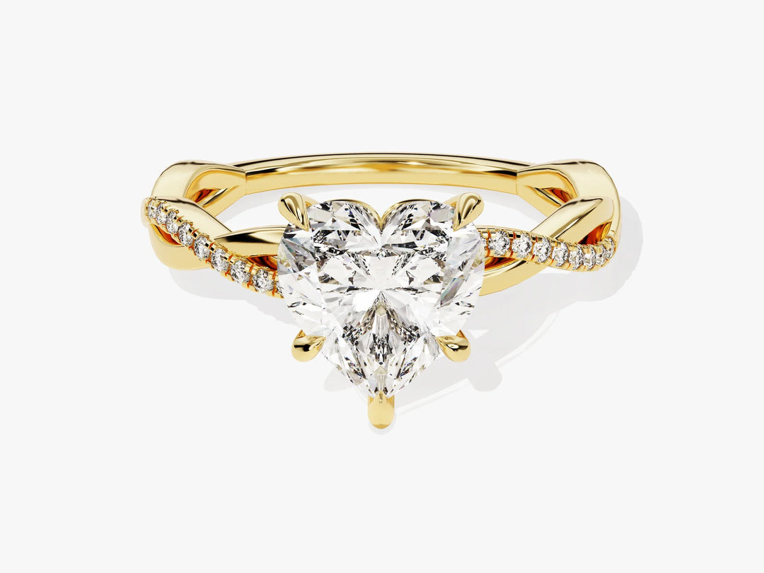 2.0CT Heart Diamond Twisted Pave Setting Moissanite Engagement Ring
