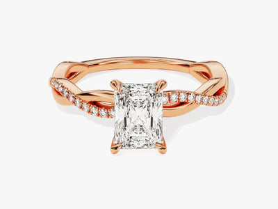 1.0CT Radiant Diamond Twisted Pave Setting Moissanite Engagement Ring