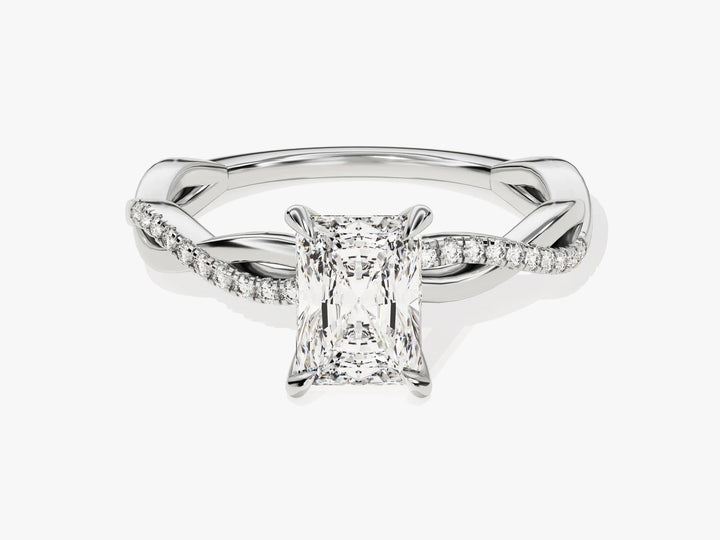 1.0CT Radiant Diamond Twisted Pave Setting Moissanite Engagement Ring