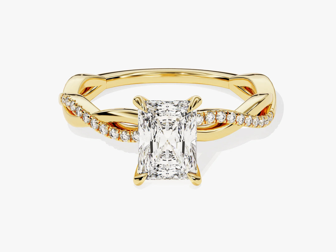 1.0CT Radiant Diamond Twisted Pave Setting Moissanite Engagement Ring