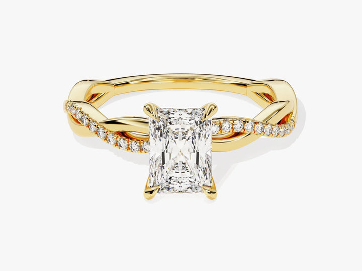 1.0CT Radiant Diamond Twisted Pave Setting Moissanite Engagement Ring