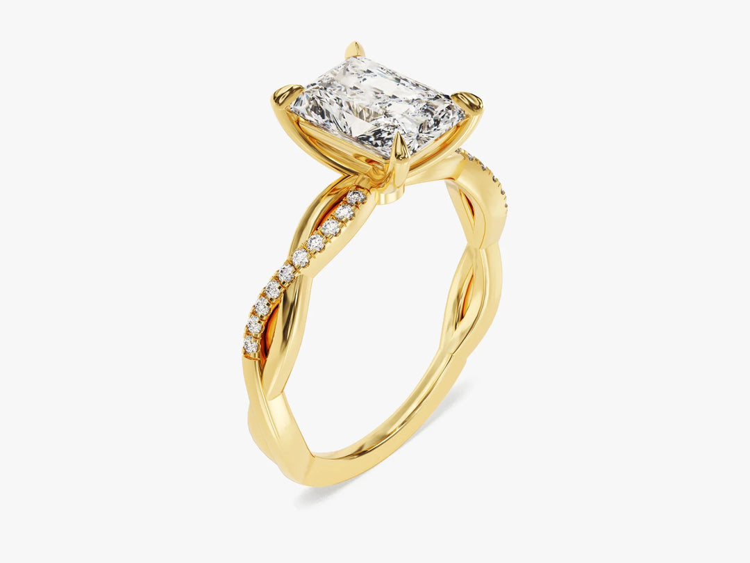 2.0CT Radiant Diamond Twisted Pave Setting Moissanite Engagement Ring