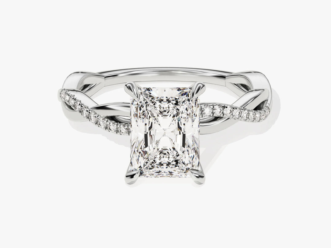 2.0CT Radiant Diamond Twisted Pave Setting Moissanite Engagement Ring