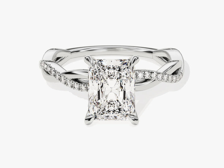 2.0CT Radiant Diamond Twisted Pave Setting Moissanite Engagement Ring