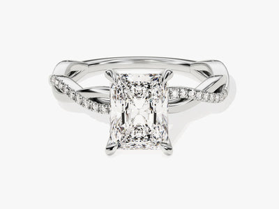 2.0CT Radiant Diamond Twisted Pave Setting Moissanite Engagement Ring