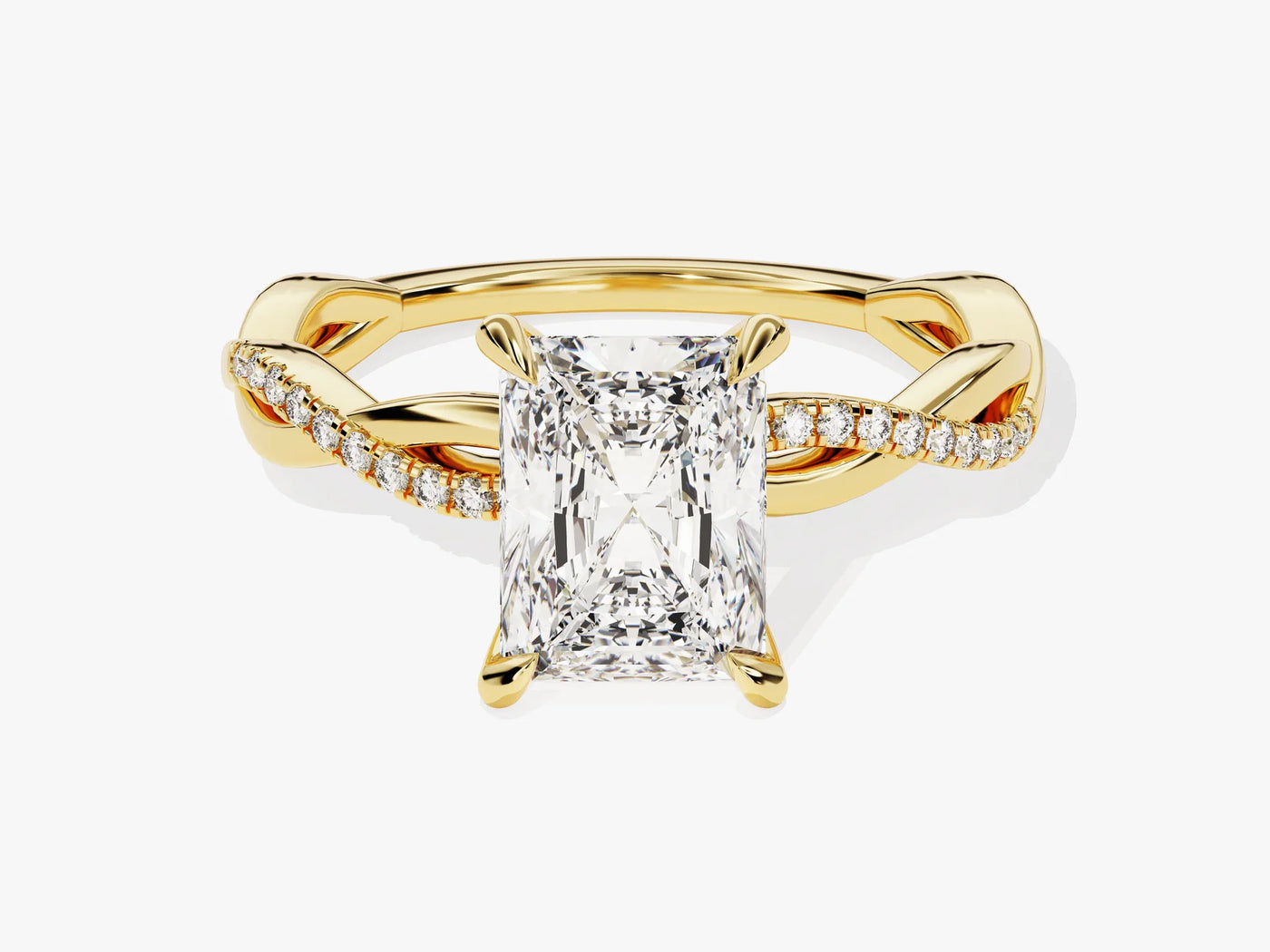 2.0CT Radiant Diamond Twisted Pave Setting Moissanite Engagement Ring