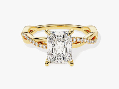 2.0CT Radiant Diamond Twisted Pave Setting Moissanite Engagement Ring