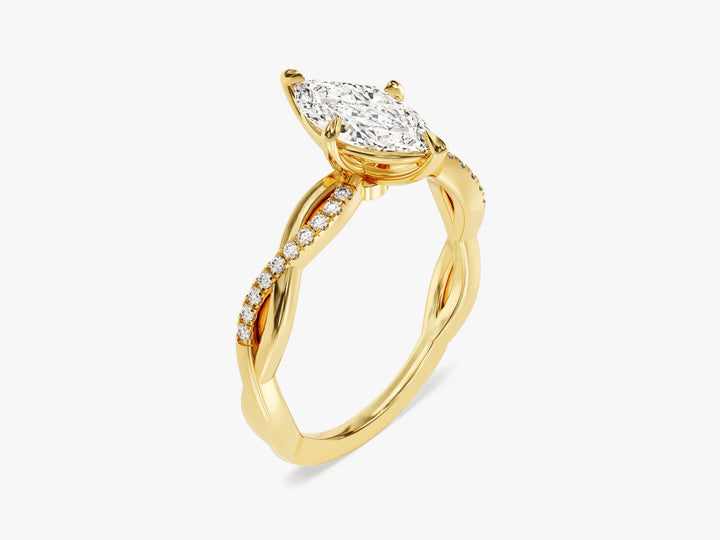 1.0CT Marquise Diamond Twisted Pave Setting Moissanite Engagement Ring