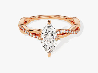 1.0CT Marquise Diamond Twisted Pave Setting Moissanite Engagement Ring