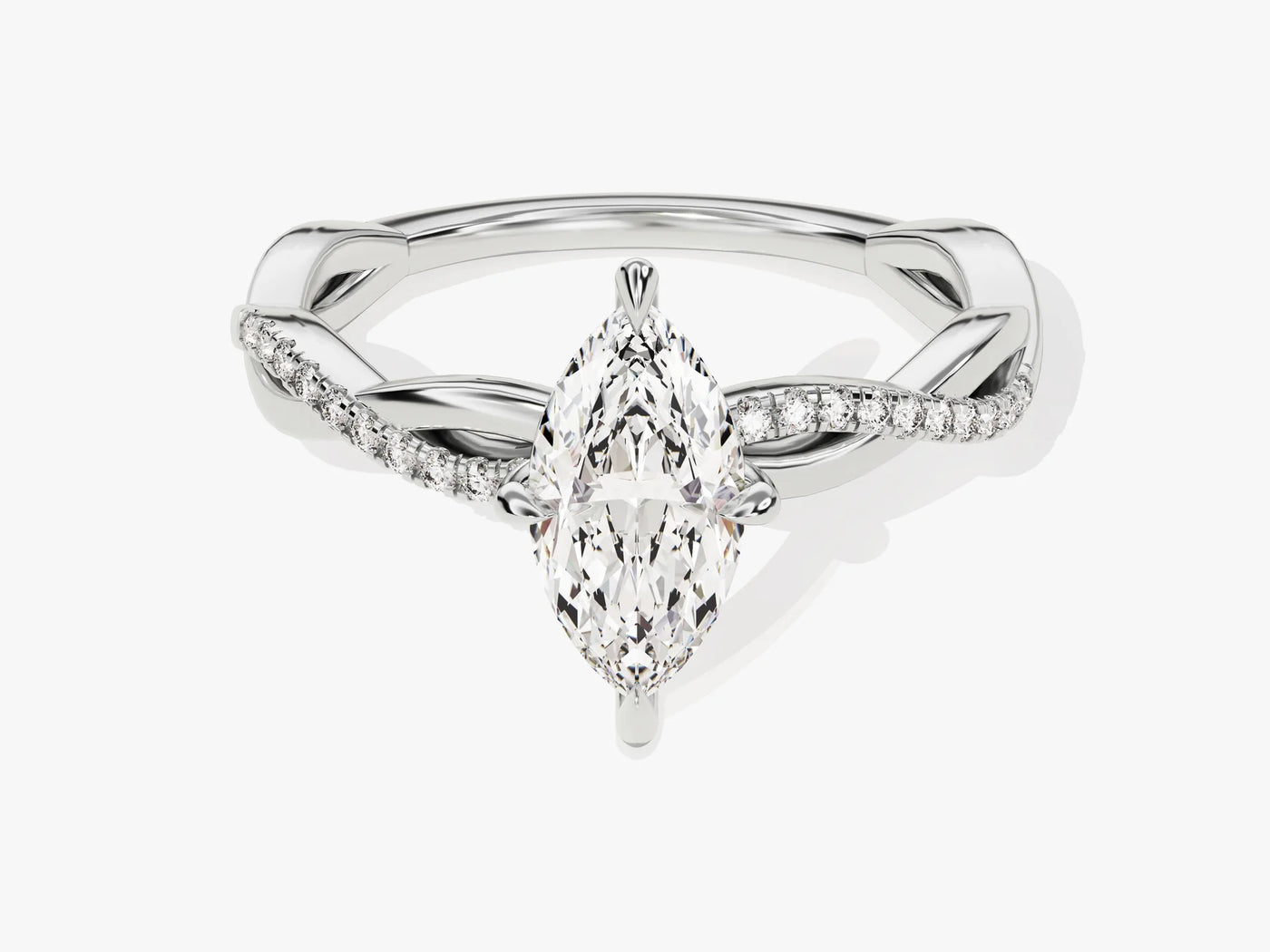 1.0CT Marquise Diamond Twisted Pave Setting Moissanite Engagement Ring