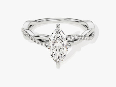 1.0CT Marquise Diamond Twisted Pave Setting Moissanite Engagement Ring